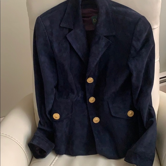 Navy Danier blazer suede fits like duchess Smythe